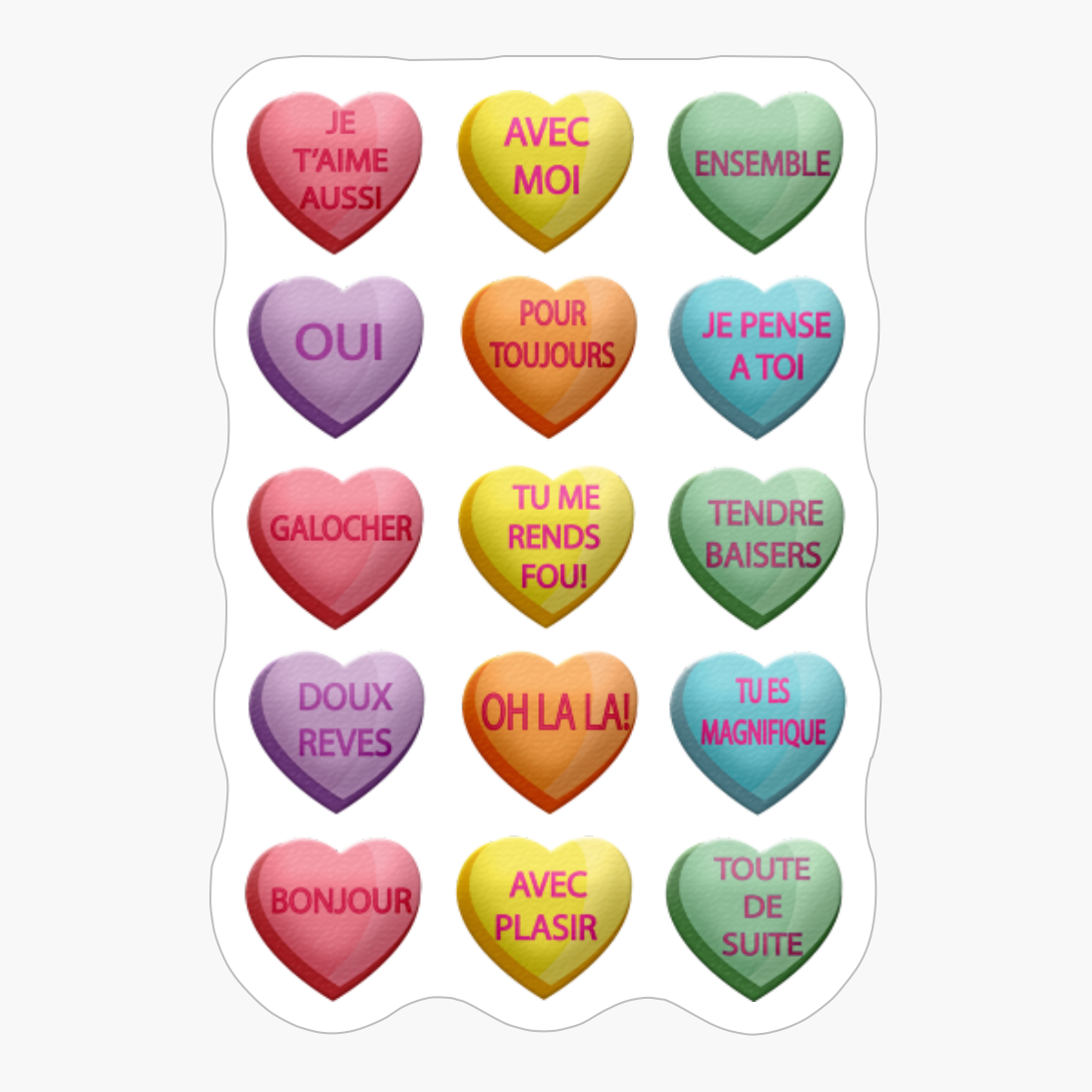 Conversation Hearts Valentine French Words