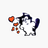 Fluffy Cat With Red Hearts