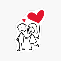 Cute Couple With Balloon Heart Valentine's Day