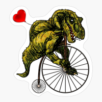 Tyrannosaurus On Penny Farthing With Heart Balloon