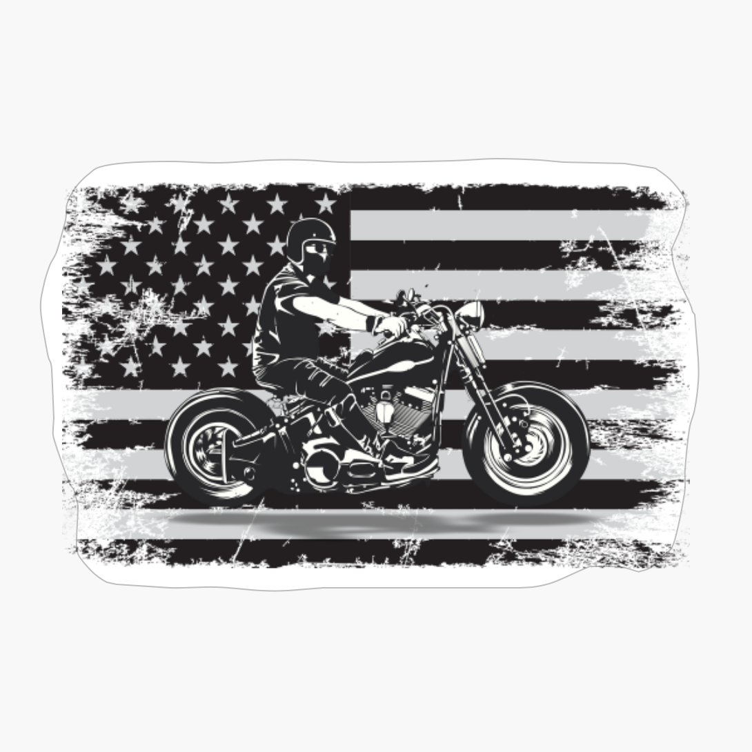 Biker And Flag