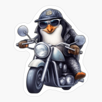 Penguin Wearing Sunglasses Driving Motorbike Pix