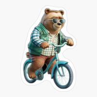 Bear Wearing Shades Riding Bike Style Soli