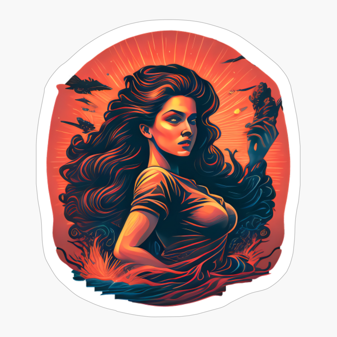 Digital Drawing Of A Woman In A Striking Pose