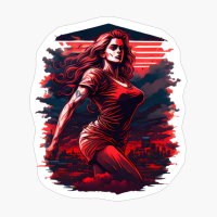 Digital Drawing Of A Woman With With Background Of City And Sky