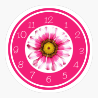 Pink Daisy Clock With Numbers