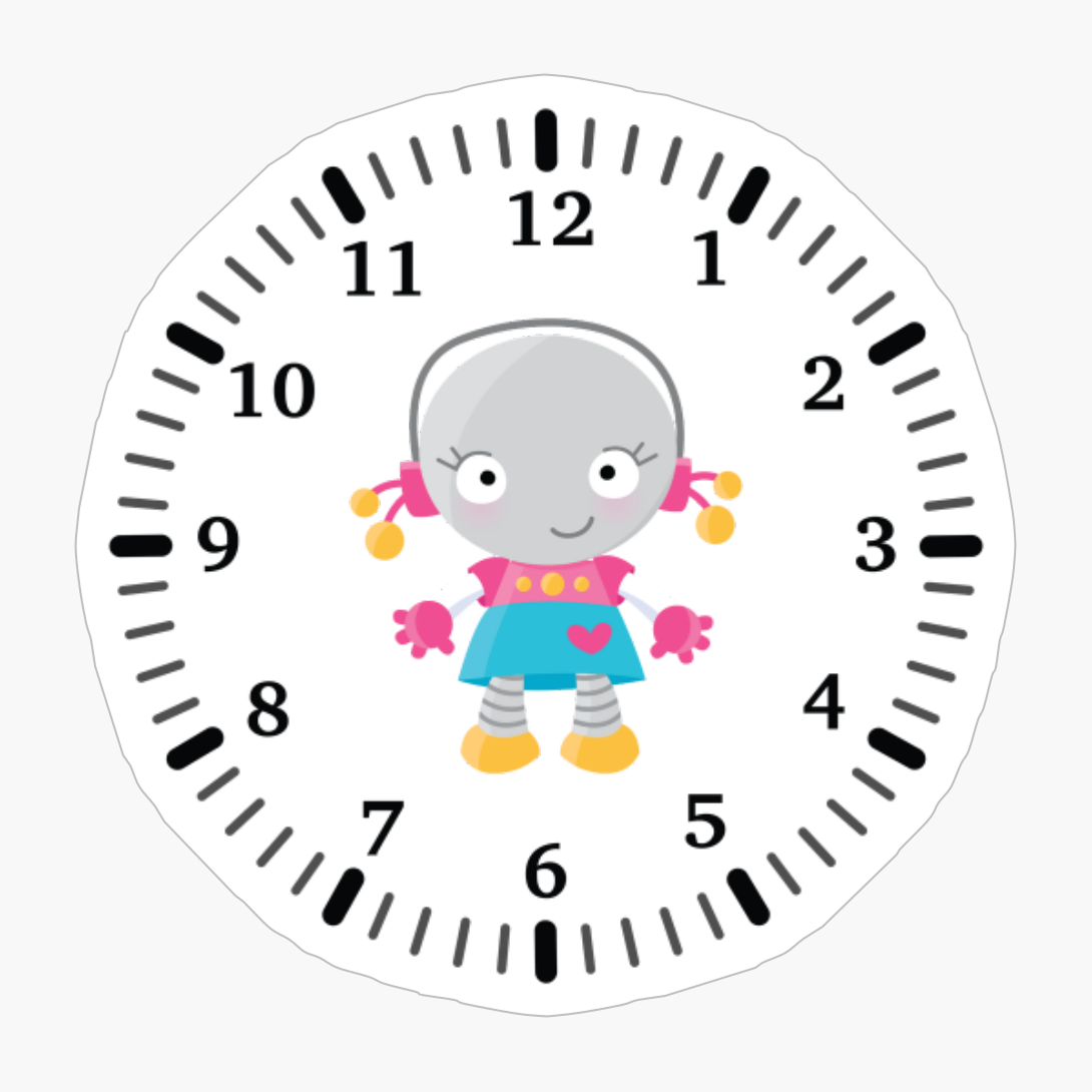 Robot Girl Clock With Numbers