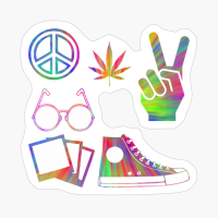 Hipsters Tie Dye Colorful Pack X Retro 70s 80s 90s