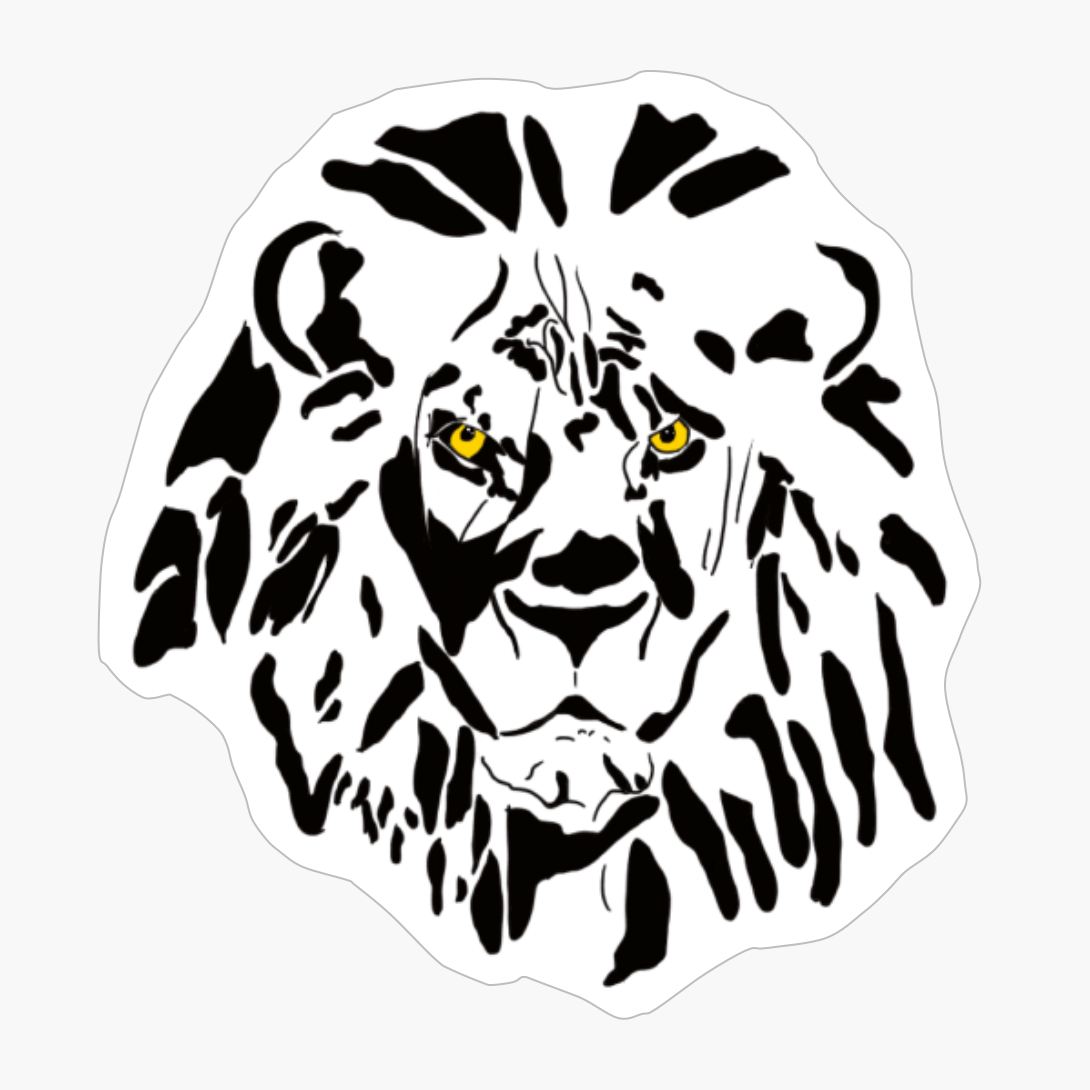 Lion’s Head Face Negative Space Yellow Eyes