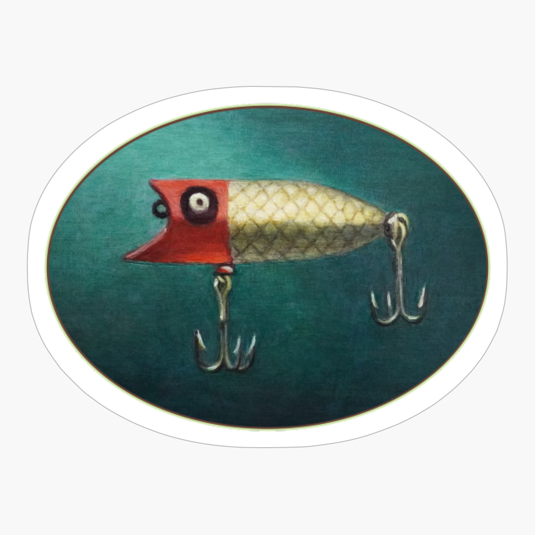 Vintage Red Faced Fishing Lure (oval Design)