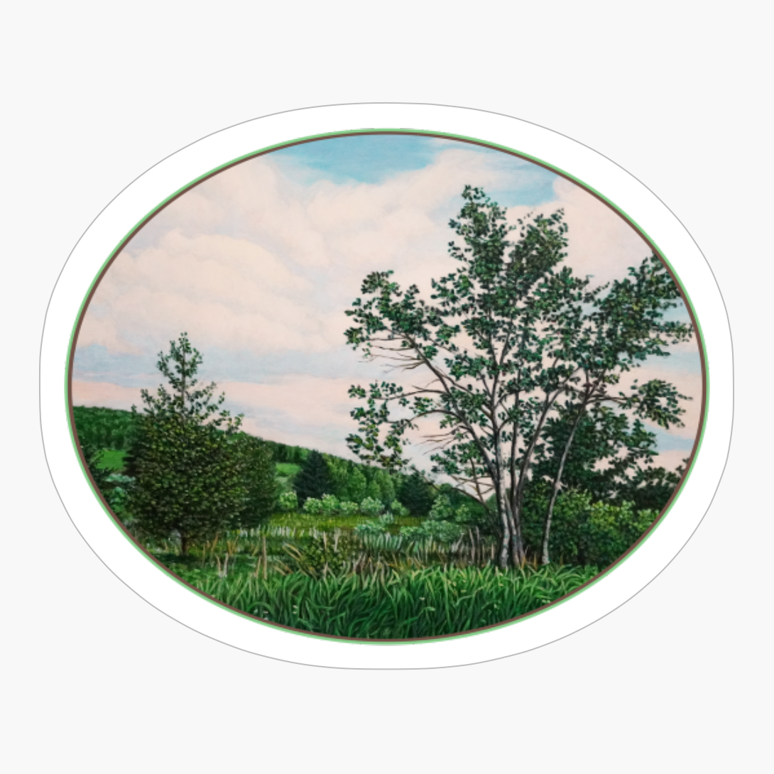 The Bike Path Landscape Painting (oval Design)