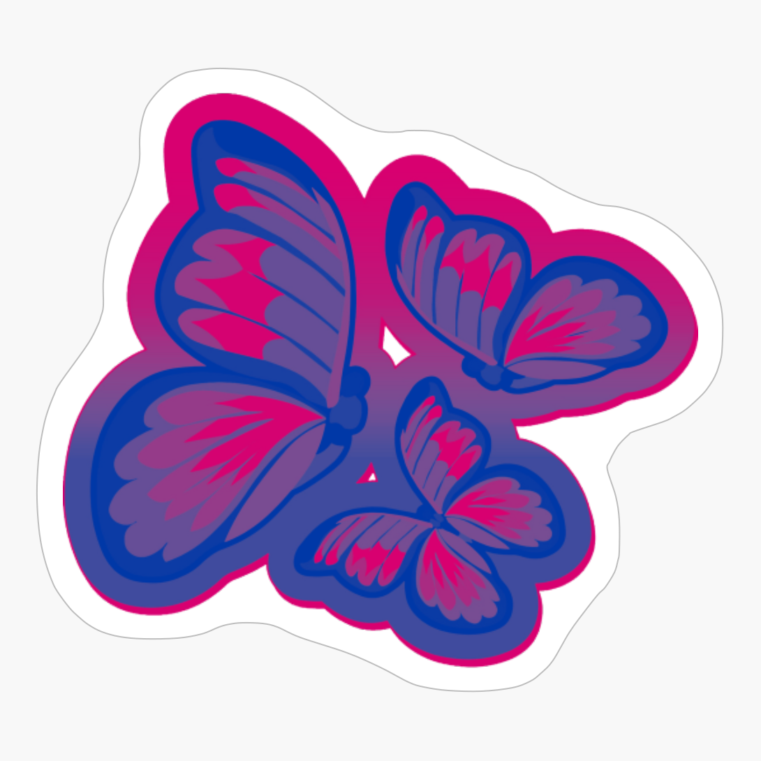 Bisexual Pride Group Of Flying Butterflies