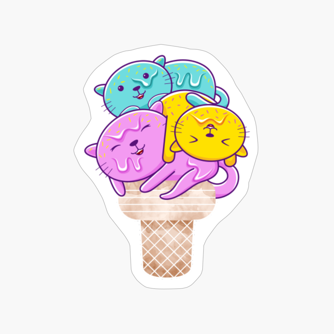 Of Cats, Ice Cream And Cones - Melting Cool Cats