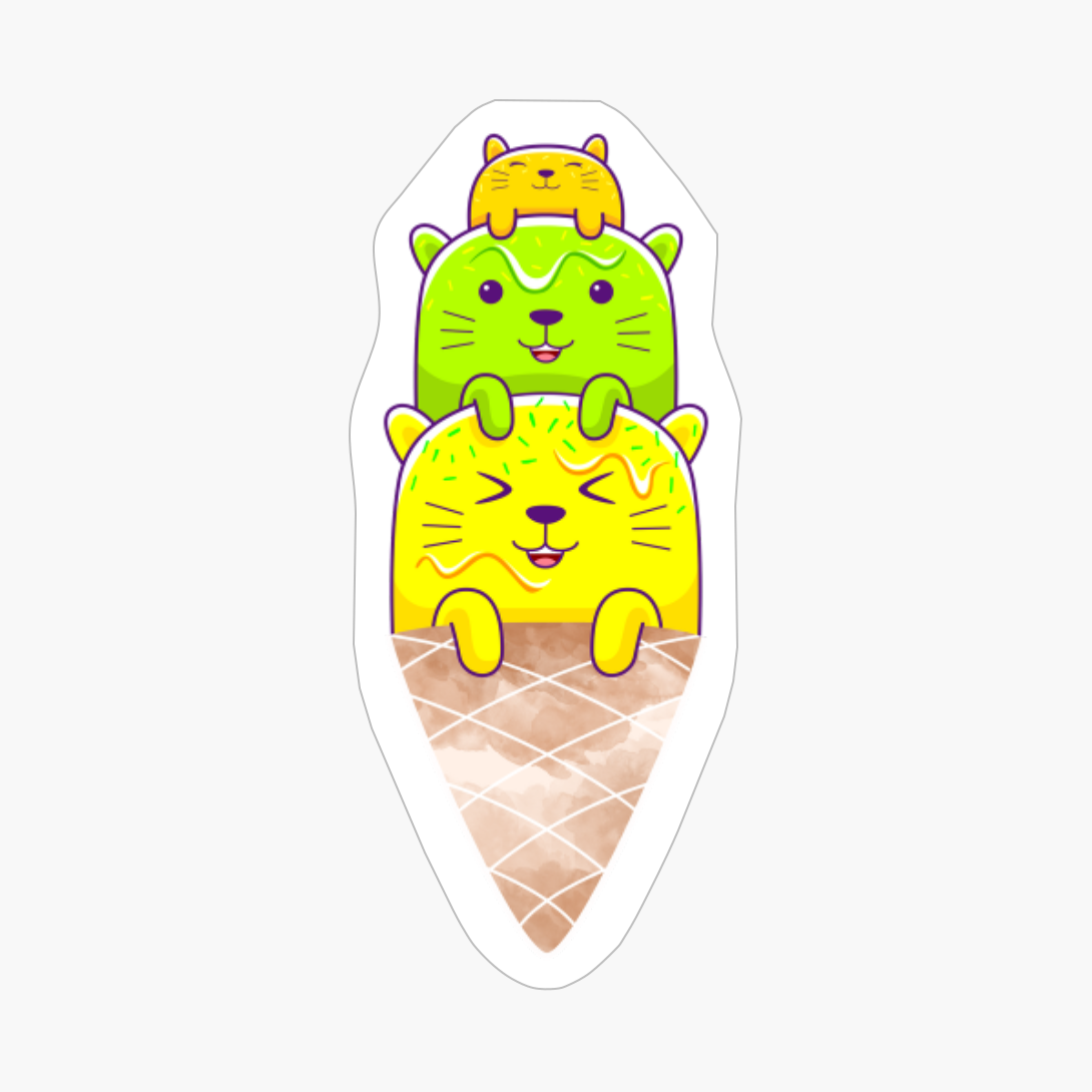Of Cats, Ice Cream And Cones - Melting Cool Cats
