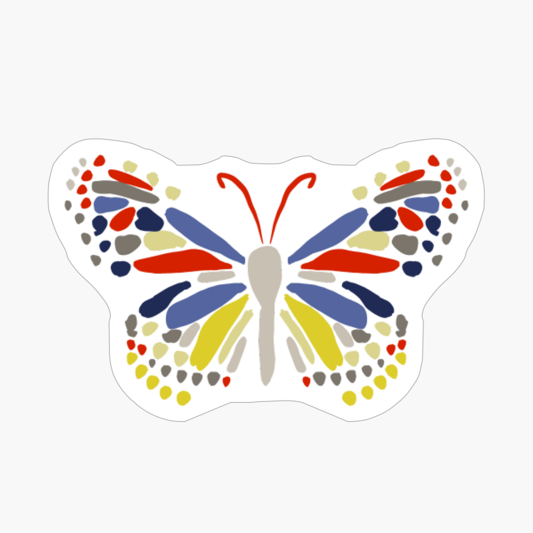Exploded Butterfly, Red, Blue