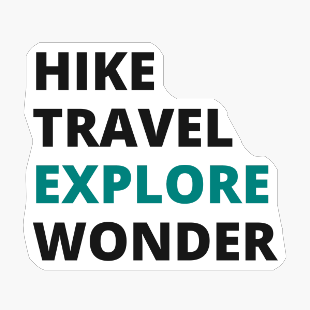 HIKE TRAVEL EXPLORE WONDER Large Simple Minimalist Blue White Font Design