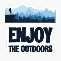 ENJOY THE OUTDOORS Adventurer Hiker Standing Over A Cliff Wachting Over A Mountain Range With Forest