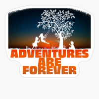 ADVENTURES ARE FOREVER Kids Playing With On A Swing At A Tree With A Red Sunset