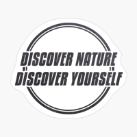 DISCOVER NATURE DISCOVER YOURSELF Double Circle Classic Minimalist Black And White Text DesignCopy Of Grey Design