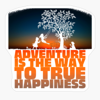 ADVENTURE IS THE WAY TO TRUE HAPPINESS Kids Playing On A Swing On A Tree With A Bright Red Sunset