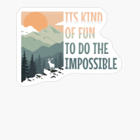 ITS KIND OF FUN TO DO THE IMPOSSIBLE Pastel Colored Mountain Forest Sunset View With A Goat On The Rocks