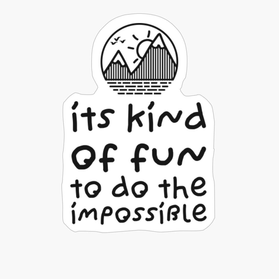 ITS KIND OF FUN TO DO THE IMPOSSIBLE Minimalist Mountain Sunset Cirle Design With Birds Flying Over