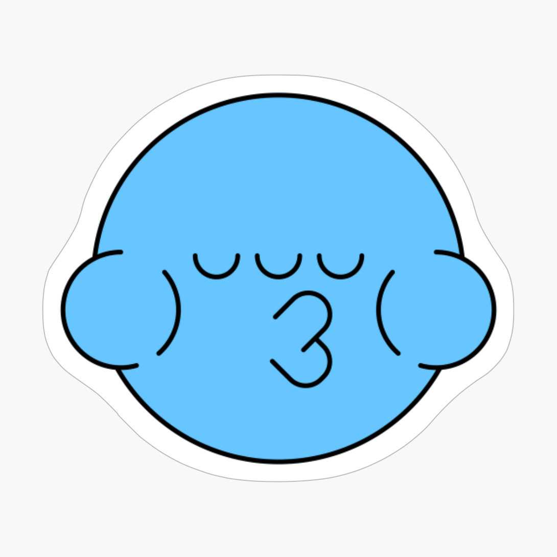 Pucker Lips Blue Cute Monster Emoji