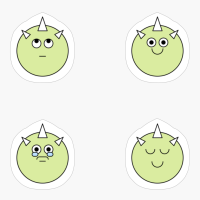Green Cute Monster Emoji Expressions