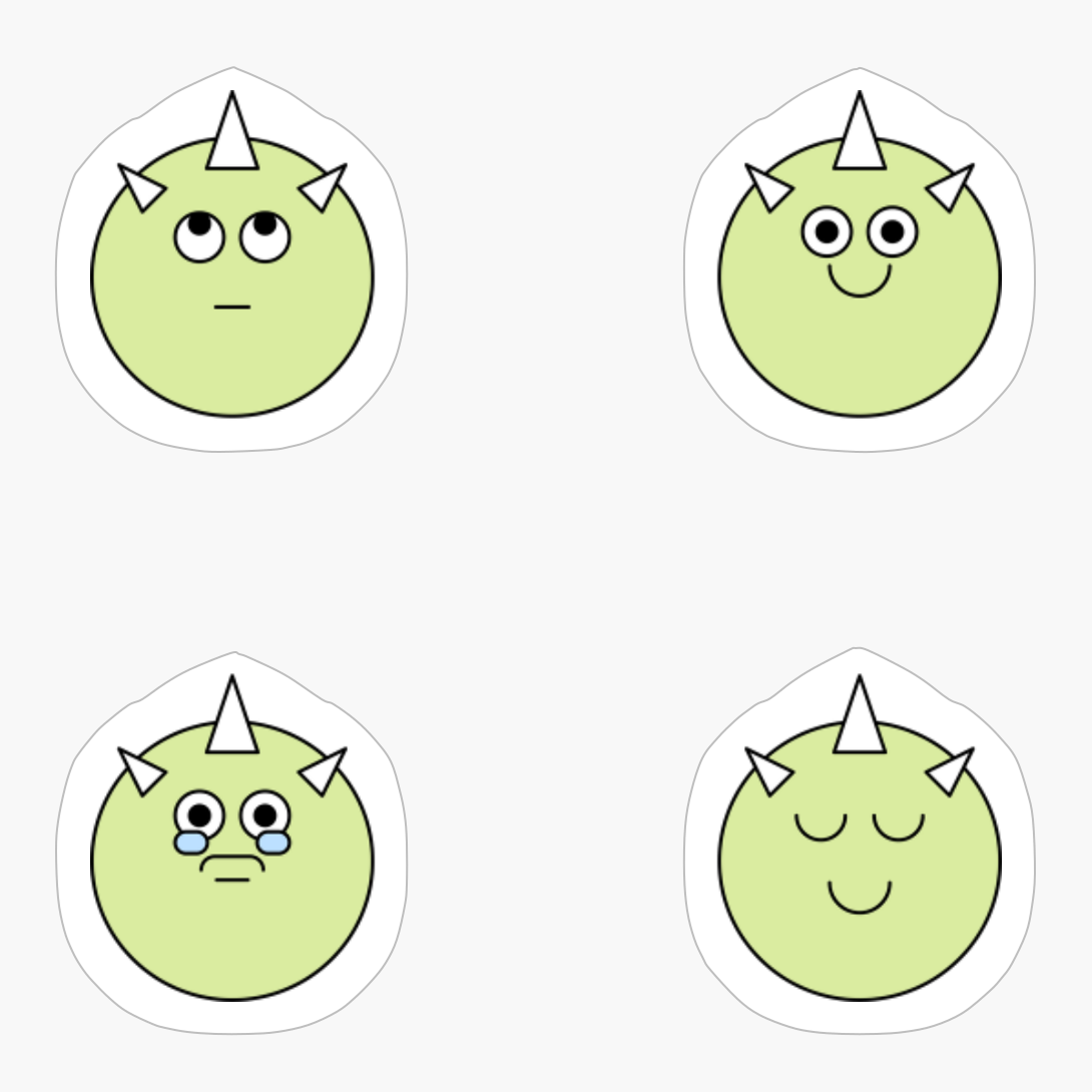 Green Cute Monster Emoji Expressions