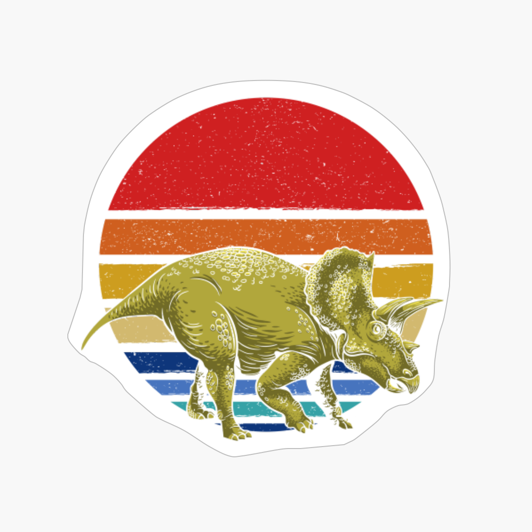Retro Vintage Dinosaur Shirt Triceratops Dinosaur Lover