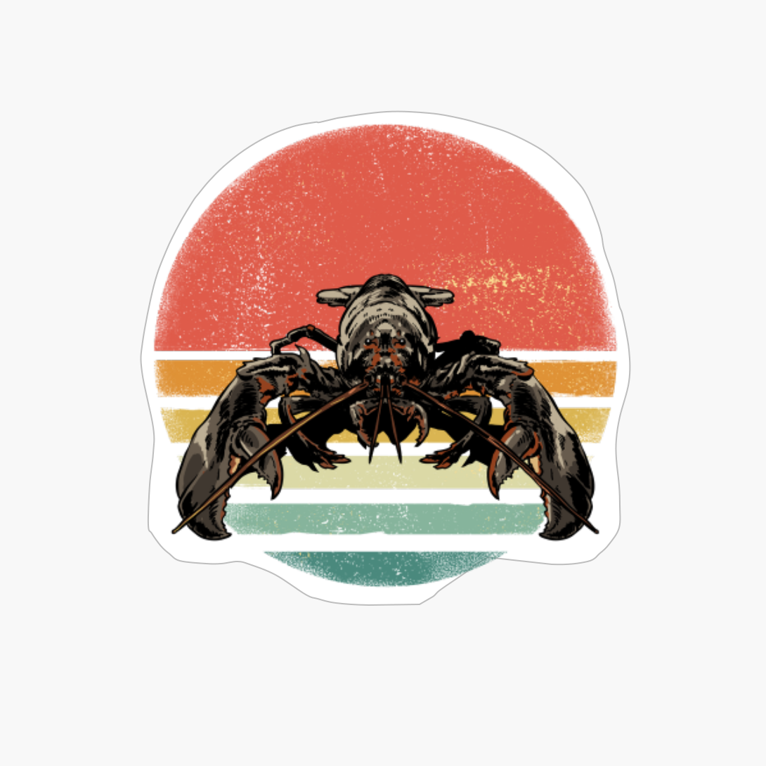 Retro Vintage Sunset Lobster Shirt Cook And Fishermen Gifts