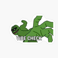 VIBE CHECK, VIBE CHECK PEPE THE FROG, RARE PEPE THE FROG, PEPE THE FROG, MEME PEPE THE FROG