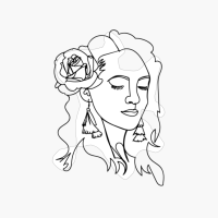 Face Roses Line Art Women Face Mono Line Art Abstract Portrait Aesthetic