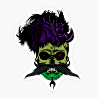 Purple Hair Hipster Skull