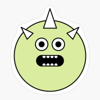 Grinning Shocked Green Cute Monster Emoji