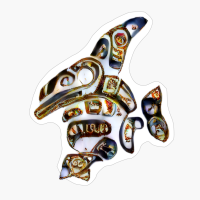 Abstract Dolphin Silhoutte Vintage