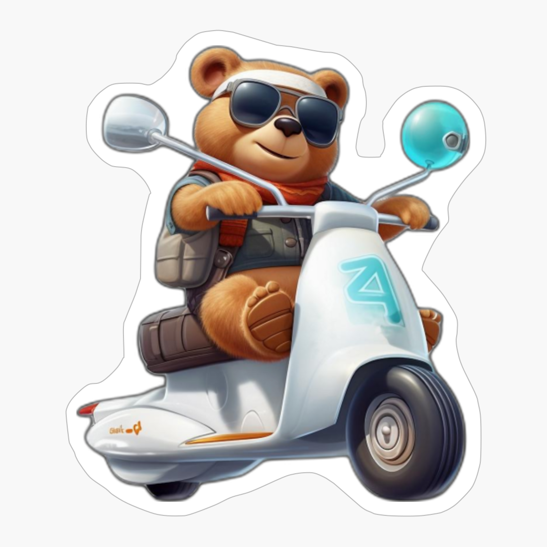 Bear Wearing Swimming Goggles Balancing Scoot