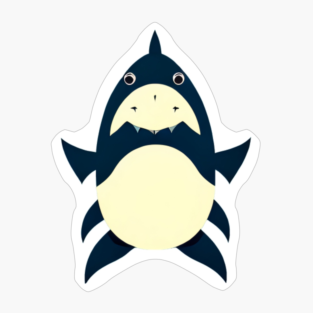 Funny Cartoon Shark On Two Fins, Shark Lovers