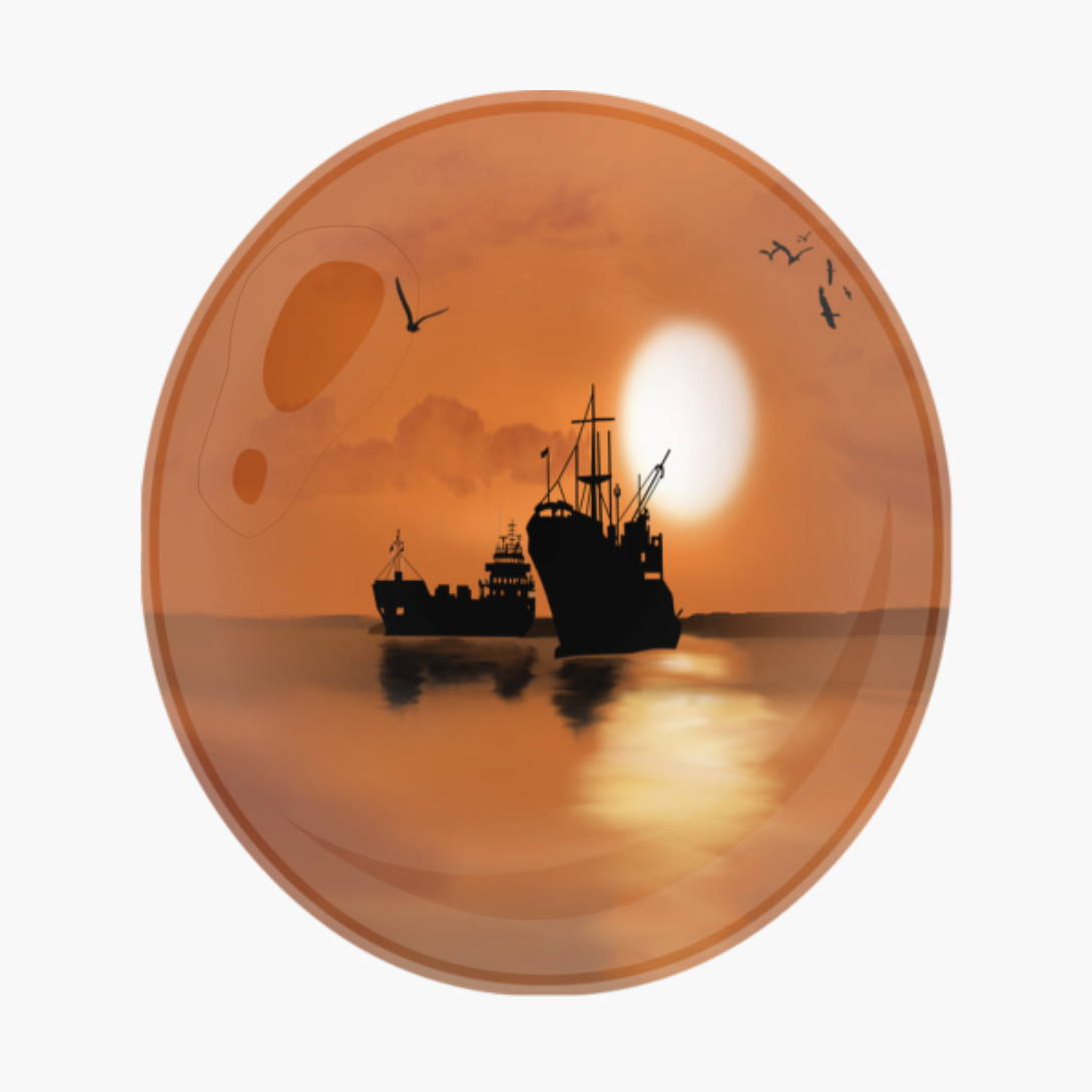 Boat In The Open Sea At Sunset