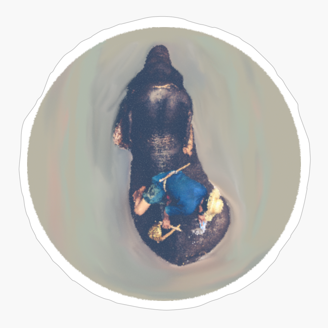 Washing Elephants In The River