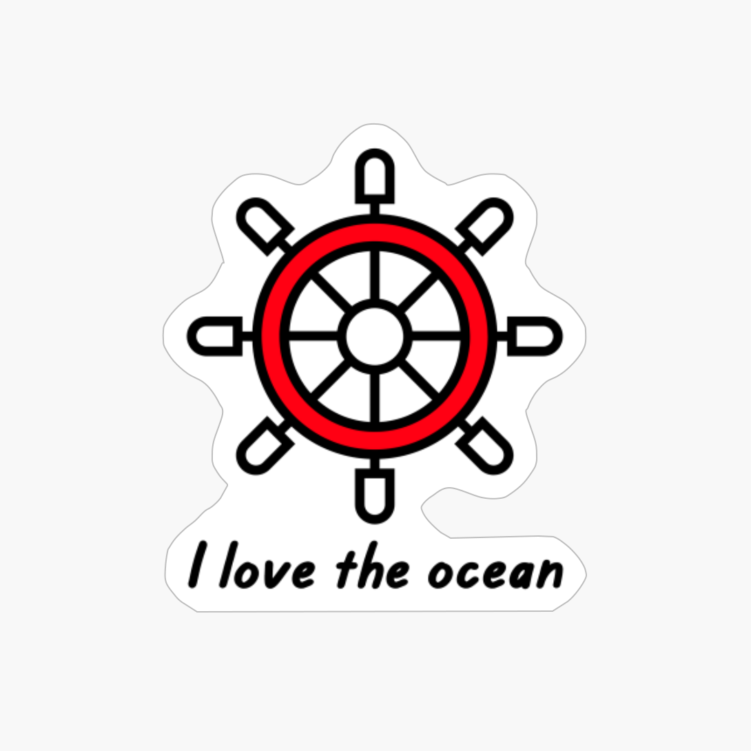 I Love The Ocean Mega Yacht Steering Wheel Helm I Love The Ocean Mega Yacht Nautical Gifts Vacation Wear Beach Sea Marine Sailor Sailboat Gift Vintage Sailing Captain Vintage Boat Nautical Sailing
