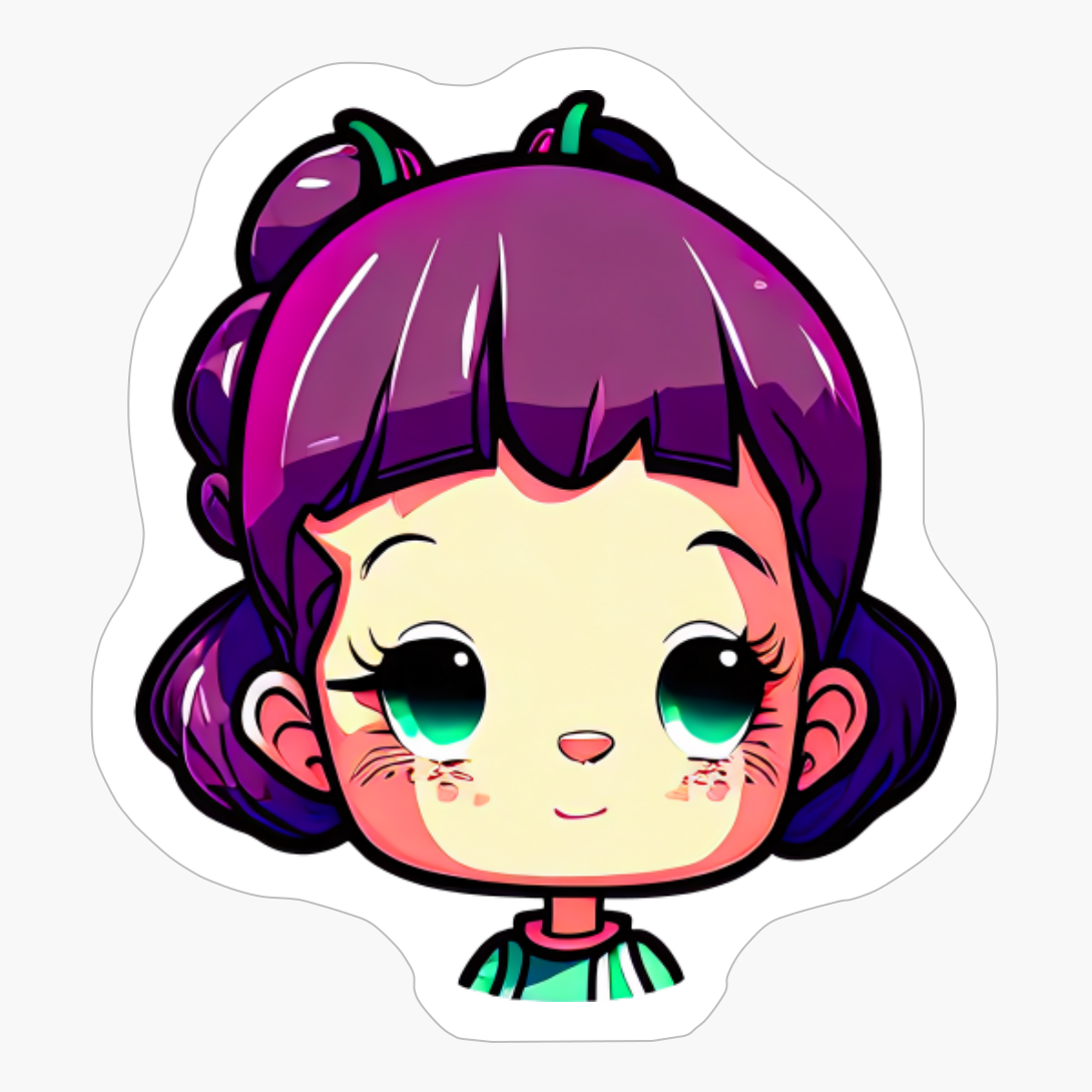 Kawai Style Girl With Big Green Eyes