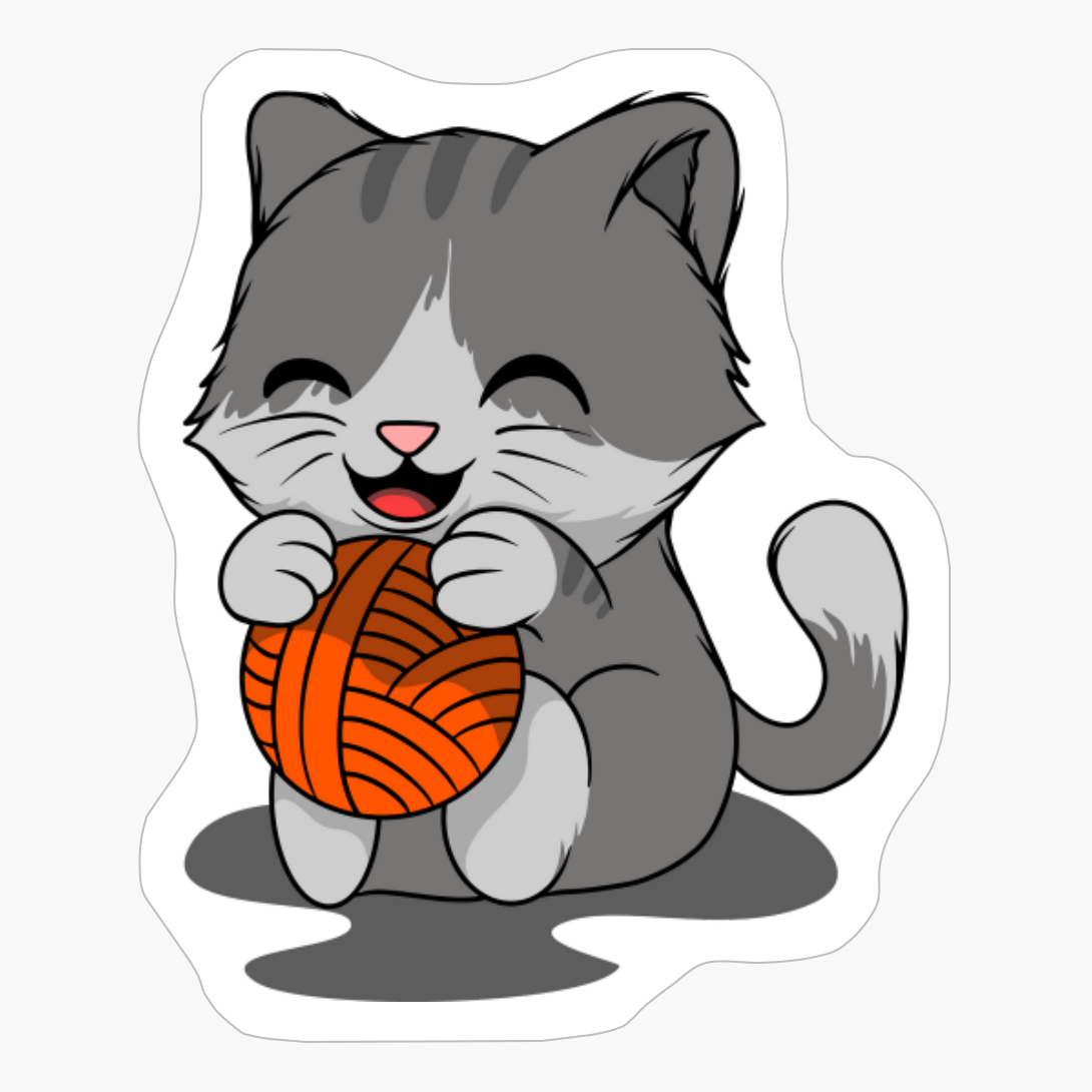 Kawaii Cat With Yarn