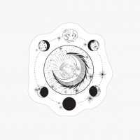 Blue Moon Phases Watercolor Composition Mystical Constellations Stars Moon Phase, Zodiac, Blue, Gold