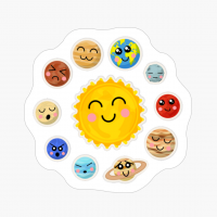 Solar System Funny Happy Kawaii Planets