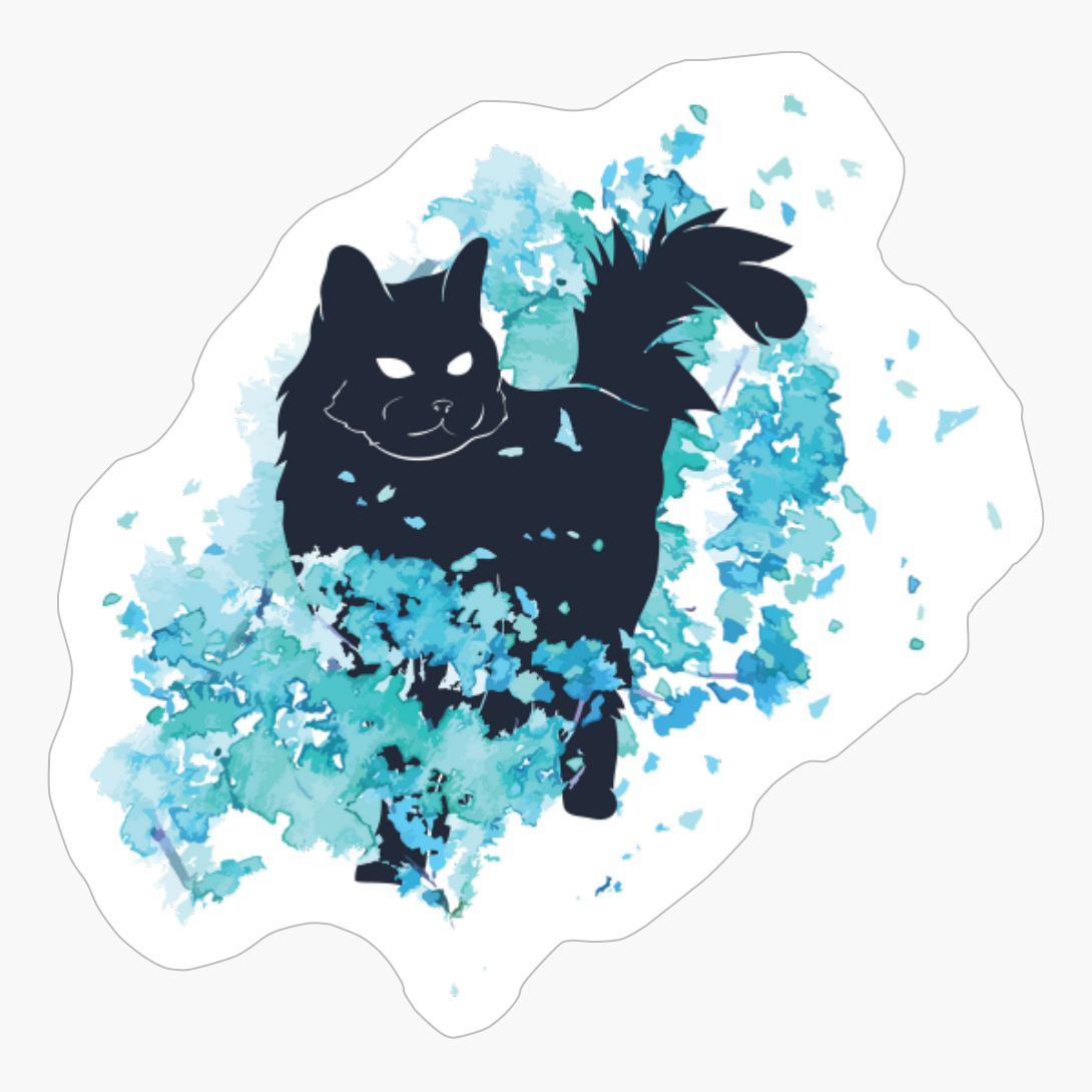 Funny Cute Blue Splash Black Cat