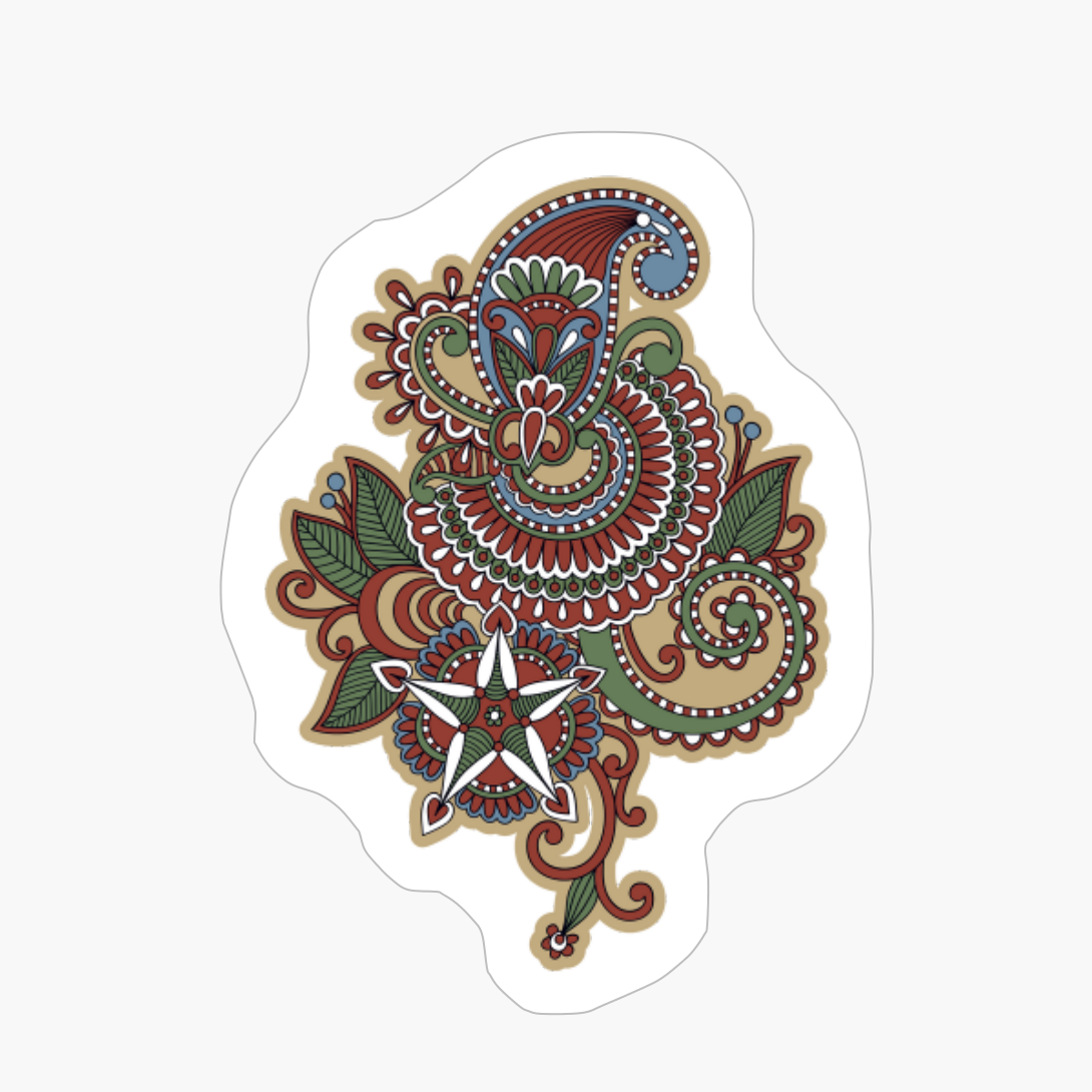Mandala Paisley Aesthetic Bohemian Paisley Doodle Cartoon