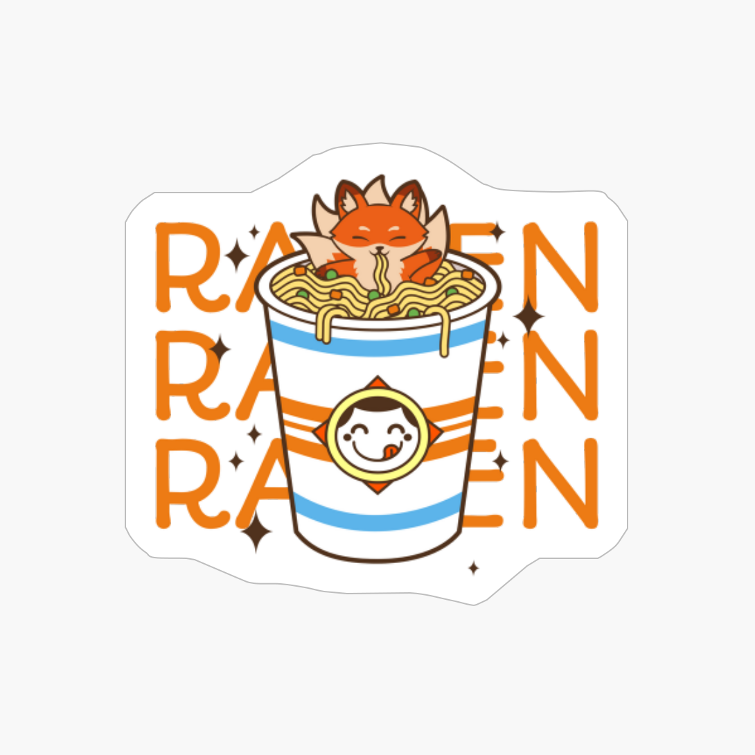 Kawaii Fox Eating Ramen Japanese Noodles