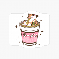 Kawaii Cat Eating Ramen Japanese Noodles