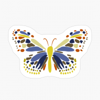 Exploded Butterfly, Green, Blue, Tan, Yellow